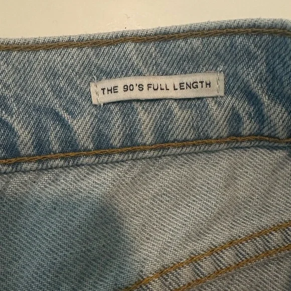 Zara The 90’s Full Length High Rise Raw Hem Frayed Blue Jeans Size 8 - Picture 4 of 7